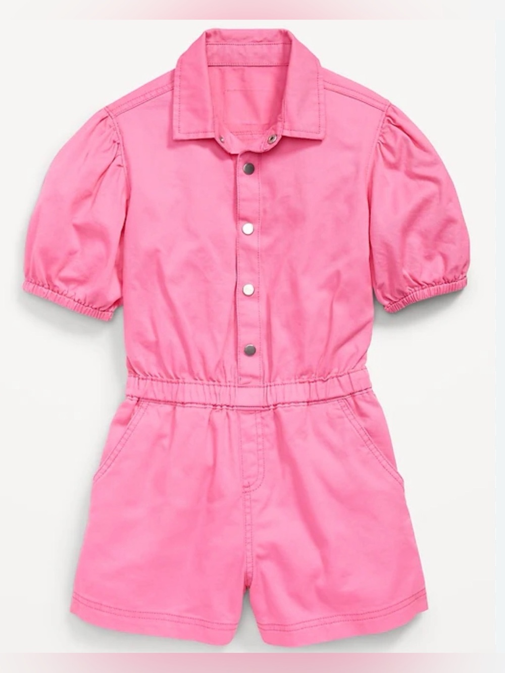 Old Navy Bubblegum Pink Puff-Sleeve Romper One-Piece - Sz Large 10-12